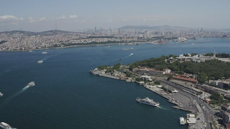 Boats heading around Istanbul.