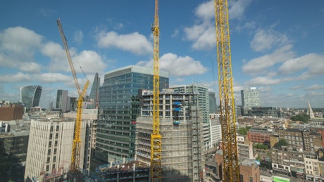 Buildings under construction, aerial view.