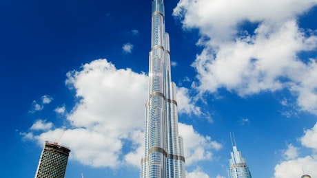 Burj Khalifa skyscraper time lapse.