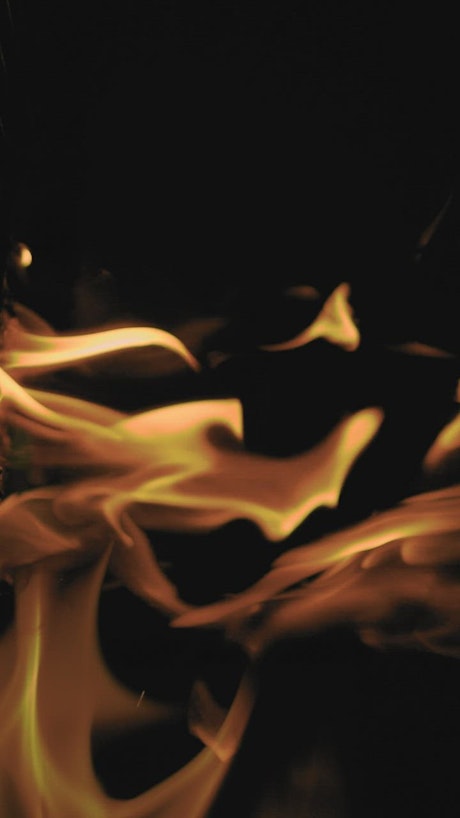 Burning flames with black background.