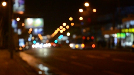 Busy avenue at night, blurred shot.