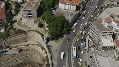 Busy roads in a residential area of Istanbul.