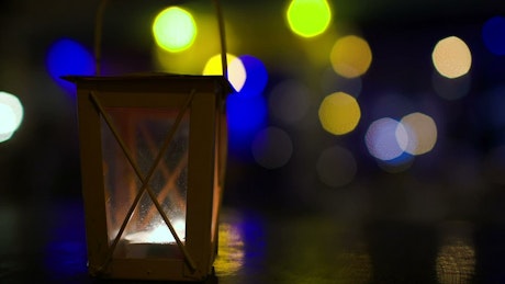 Candle lantern in the wind