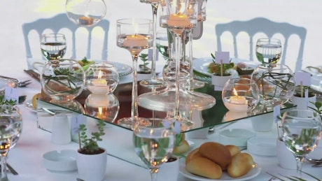 Candles and wine glasses