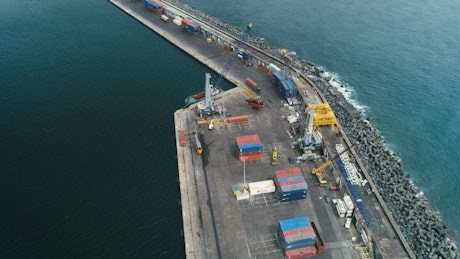 Cargo port In the middle of the ocean
