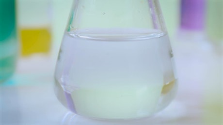 Chemical being diluted in a chemistry lab.