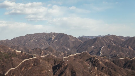 Chinese great wall in the mountains.