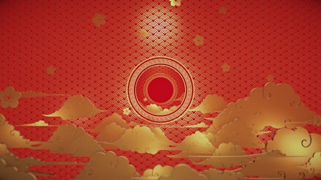 Chinese style representation of the sun and sky.