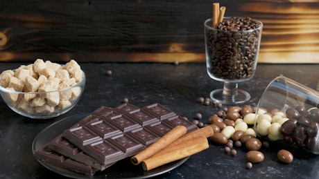 Chocolate display on a table
