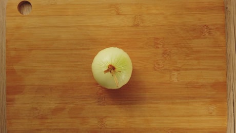 Chopping up an onion