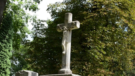 Christian statue in a cemetery.