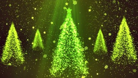 Christmas trees and particles, render.