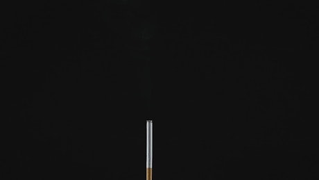 Cigar burning out on black background.