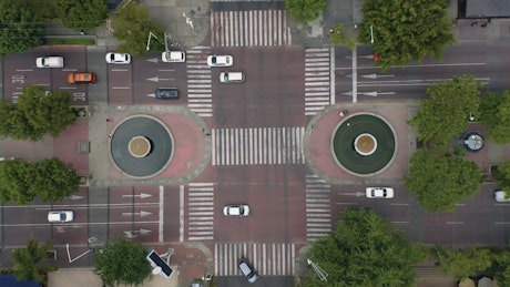 City busy traffic intersection, time-lapse.