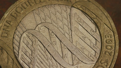 Close up of coins on the table.