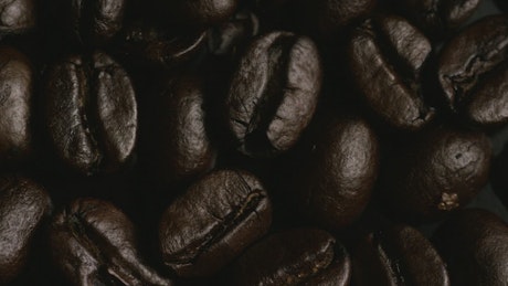 Close up of roasted coffee beans.