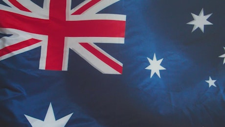 Close up of the flag of Australia waving
