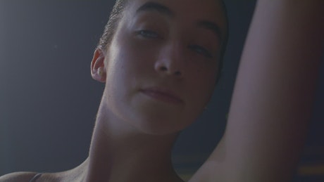 Close up shot of a ballet dancer's face