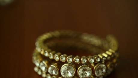Close up view of a bracelet.