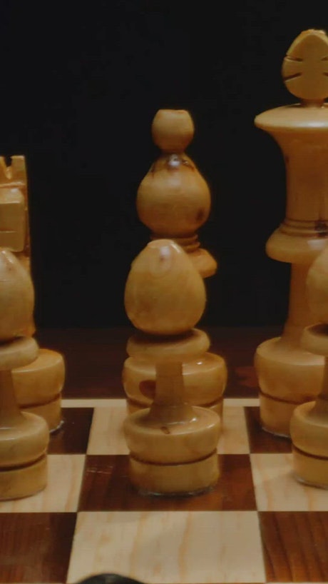 Close view to the white pieces of a chess.