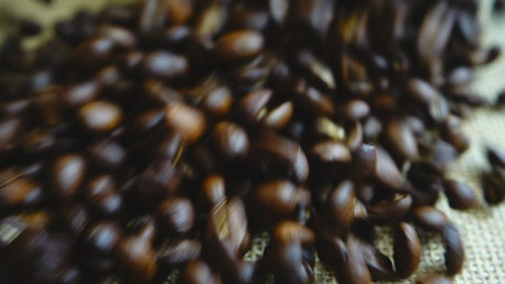 Coffee beans falling