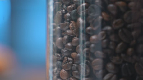 Coffee beans in a cristal jar