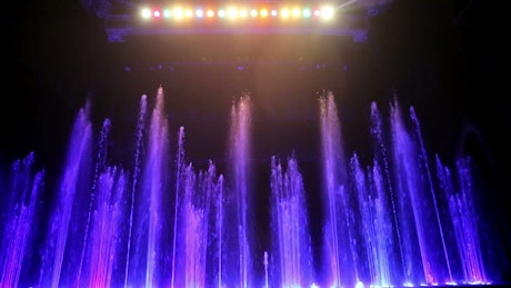 Colorful fountain display.