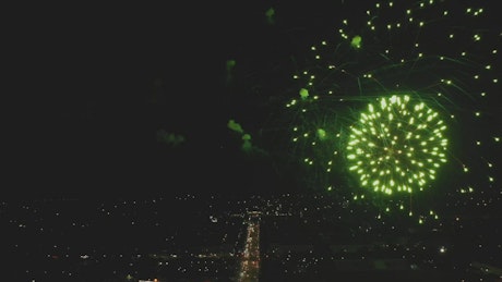 Colourful fireworks display on New Year's Eve.