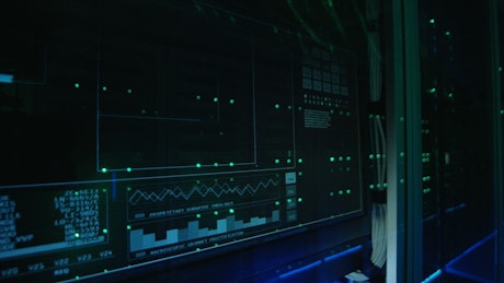 Computer login screen in modern data center.