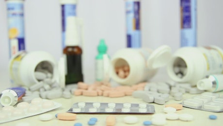 Conceptual video of medical pills.