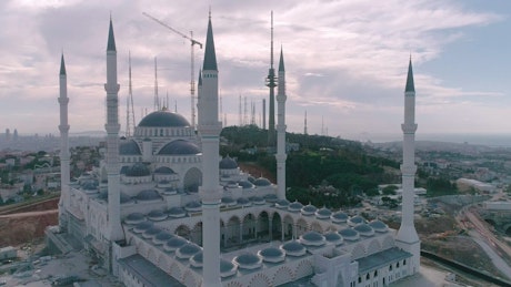 Construction at the Camlica Mosque.