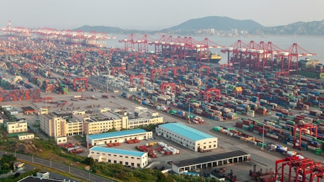Container port for ships in one outlet.