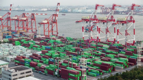 Containerport time lapse in Tokyo.