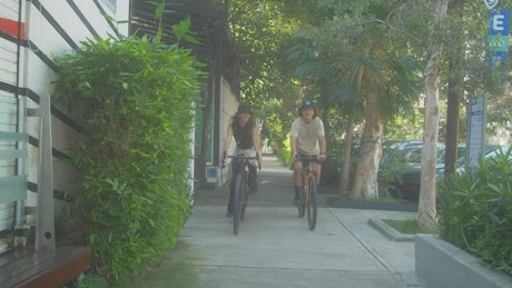 Couple having a bike ride