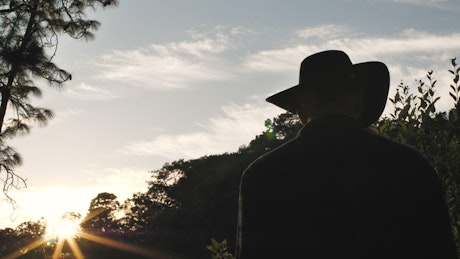 Cowboy at sunset.
