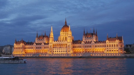 Cruise ships and ferries and the Hungarian Parliament.