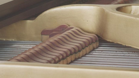 Dampers rising up inside a piano