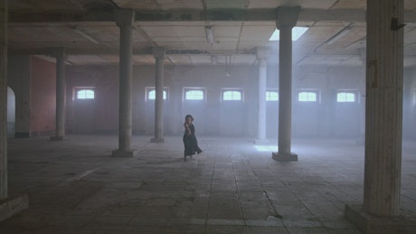 Dancer performing in an abandoned spot