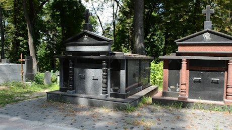 Dark marble cemetery