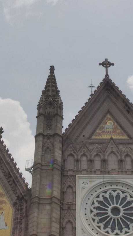 Detailed view of the facade of a Gothic style church