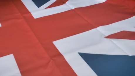 Detailed view of the United Kingdom flag.