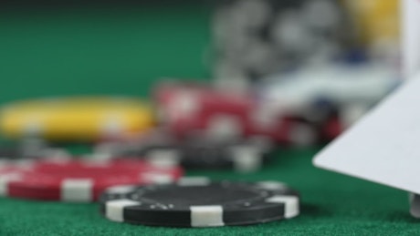 Dice and cards on a casino table