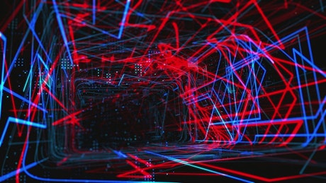 Digital tunnel with lasers in space.