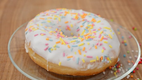 Donut with colorful toppings