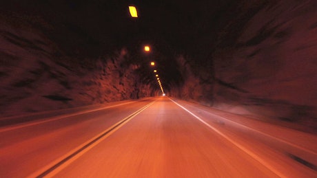 Driving fast through a tunnel.