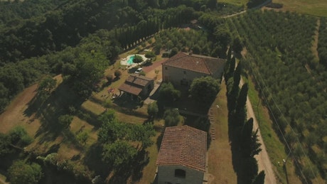 Drone flying over a holiday home.