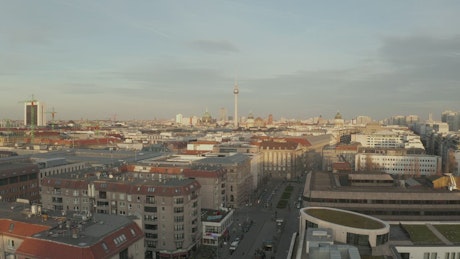 Drone shot of the city of Berlin.