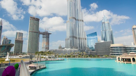 Dubai Burj Khalifa tower time lapse.