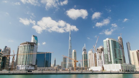 Dubai city skyscrapers and the Burj Khalifa.