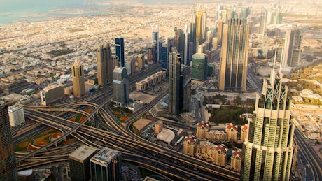 Dubai's skyscrapers and suburbs landscape.